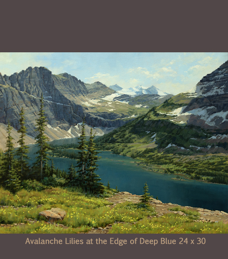 Avalanche Lilies at the Edge of Deep Blue 24 x 30