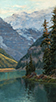 Cloud Wisps and Aqua-Lake Louise  15 x 8 Oil