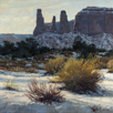 Dressed for Winter-The Three Sisters, Monument Valley  24 x 24 Oil