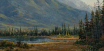Evening Slipping In - Canadian Rockies  12 x 24 Oil