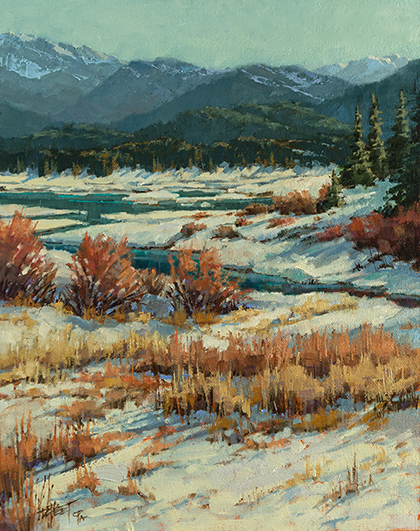 Jeweled Hints of Spring Thaw  14 x 11 Oil