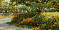 Paisley in Shadow and Wildflowers 12 x 24 oil