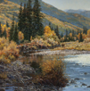 River Glitter  24 x 24 Oil