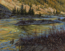 Riverbend and Pussy Willows  14 x 18 Oil