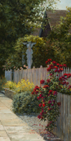 Roses, Rosemary and the Garden Gate  30 x 15 Oil