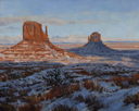 Snowy Dusk 1 - Monument Valley  8 x 10 Oil