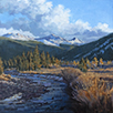 Tinged in Autumn and Azure  14 x 14 Oil